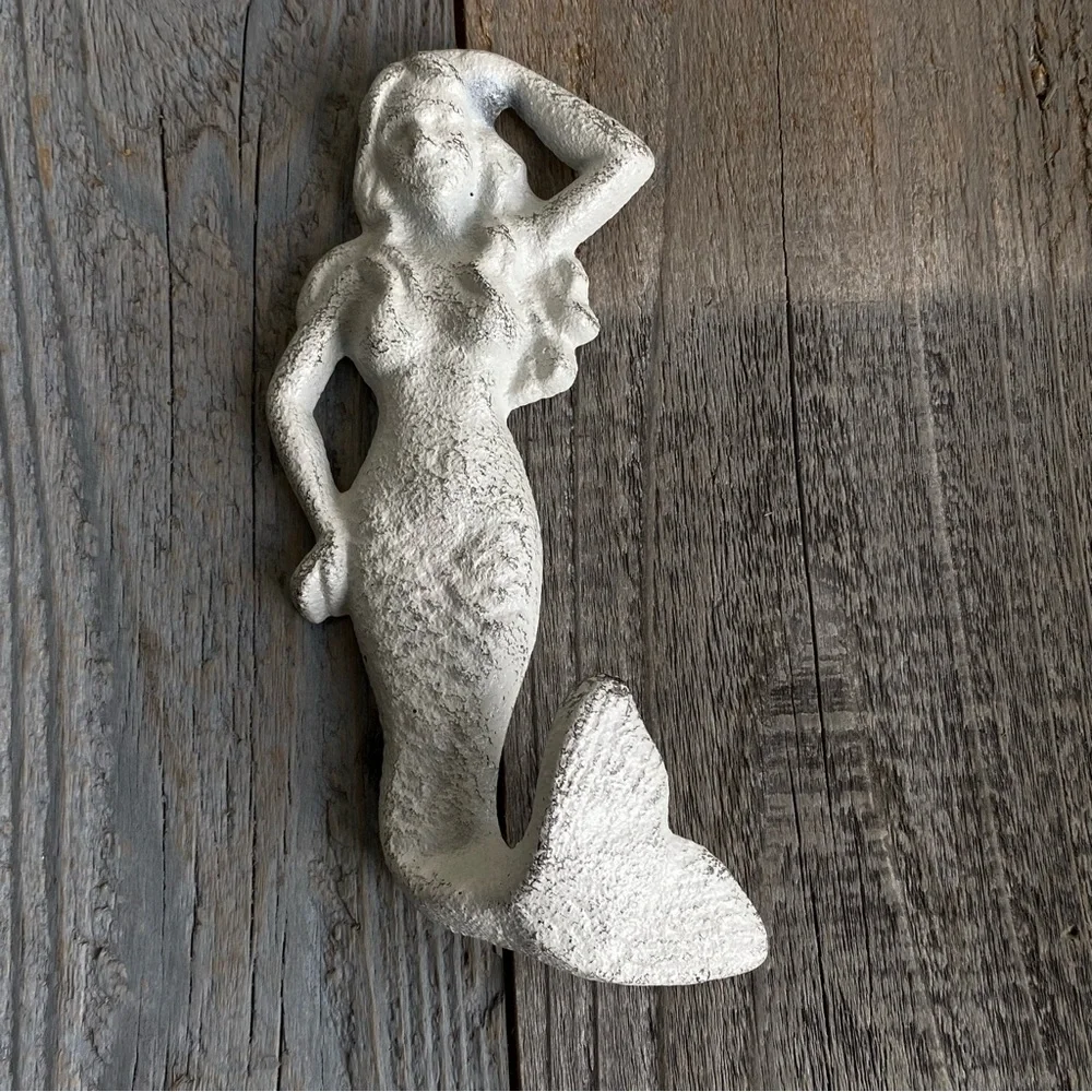 2 Distressed Mermaid Hooks Cast Iron